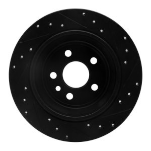 Land Rover LR2 Brake Rotor (1) - Rear Left - R1 Concepts - Drilled & Slotted - Black - `13-`15